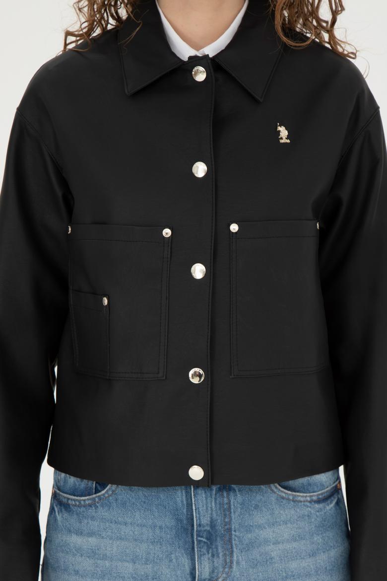 Kadın Siyah Deri Ceket - 50288622003