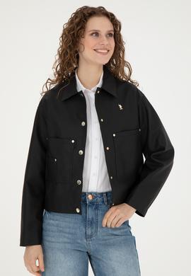 Kadın Siyah Deri Ceket - 50288622003