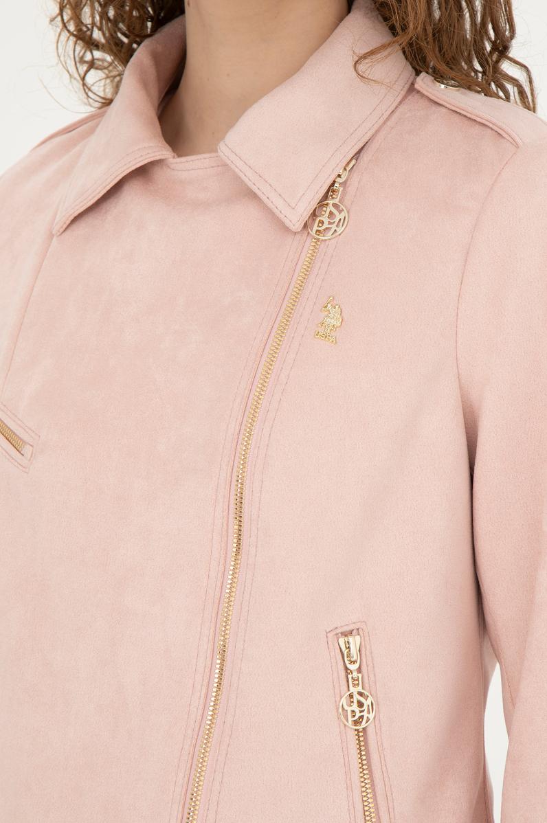 Kadın Açık Pembe Deri Ceket