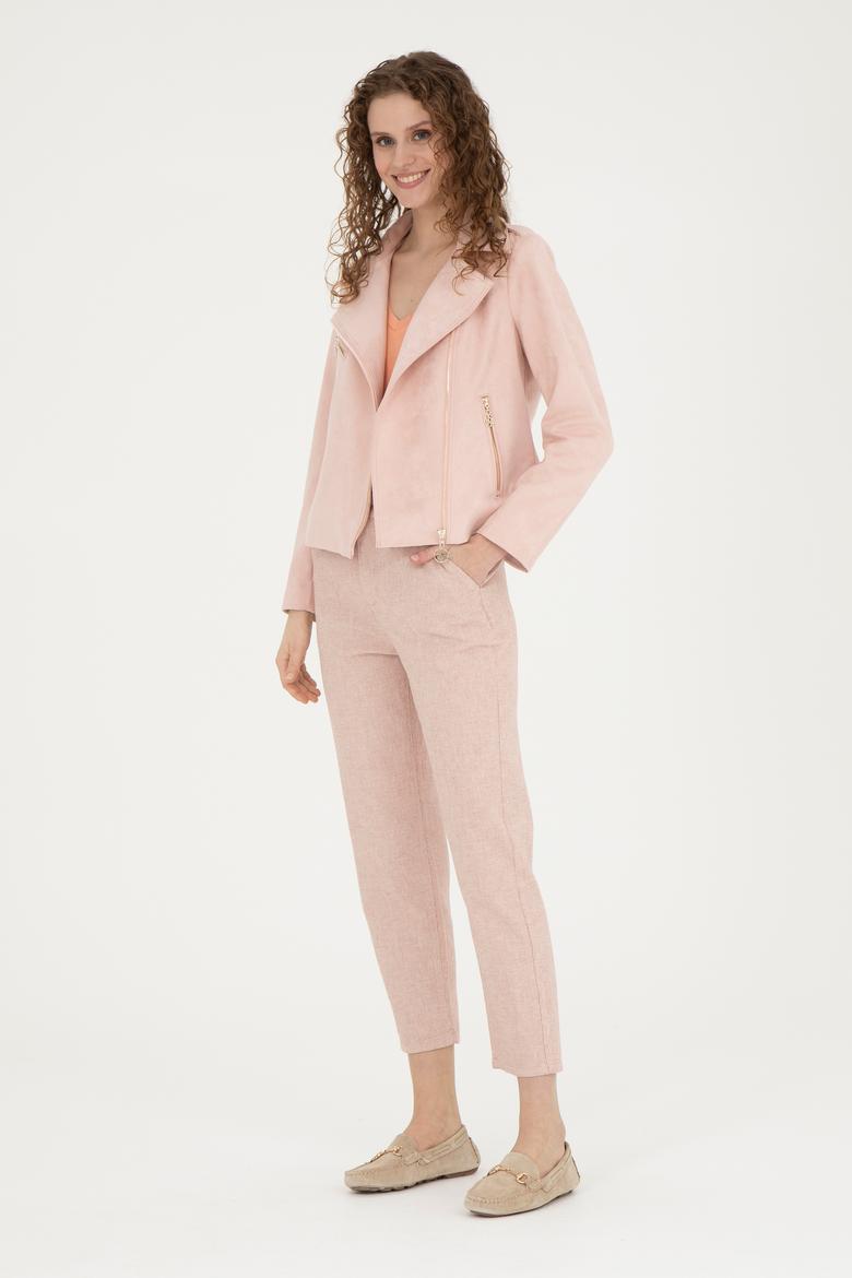 Kadın Açık Pembe Deri Ceket - 50288623006