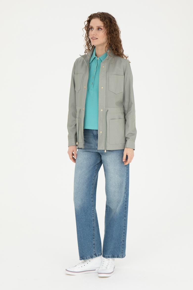 Kadın Mint Deri Ceket - 50288624006