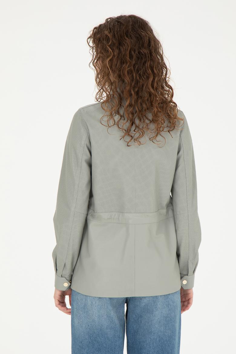 Kadın Mint Deri Ceket - 50288624006