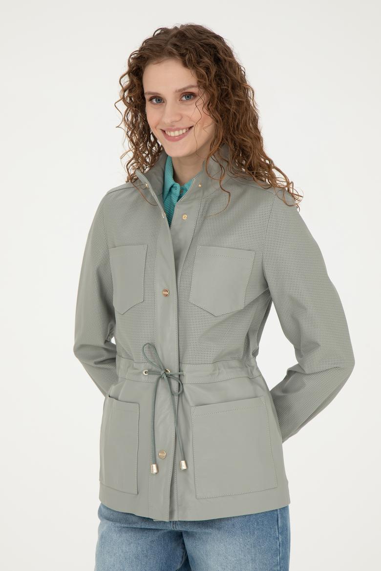 Kadın Mint Deri Ceket