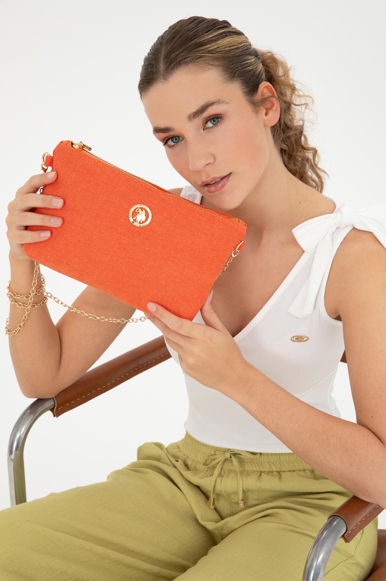 Kadın Turuncu Çıkarılabilir Askılı Kanvas El Çantası