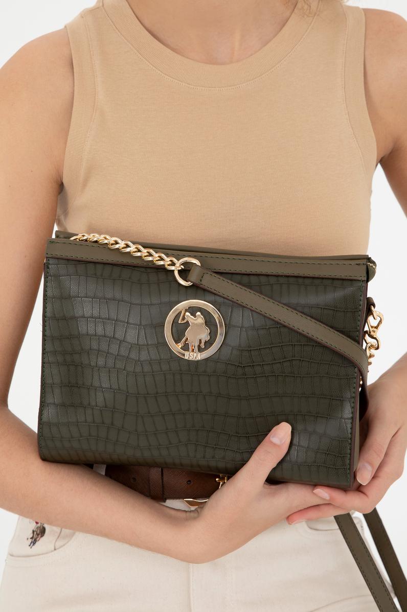 Kadın Açık Haki Kroko Çapraz Çanta