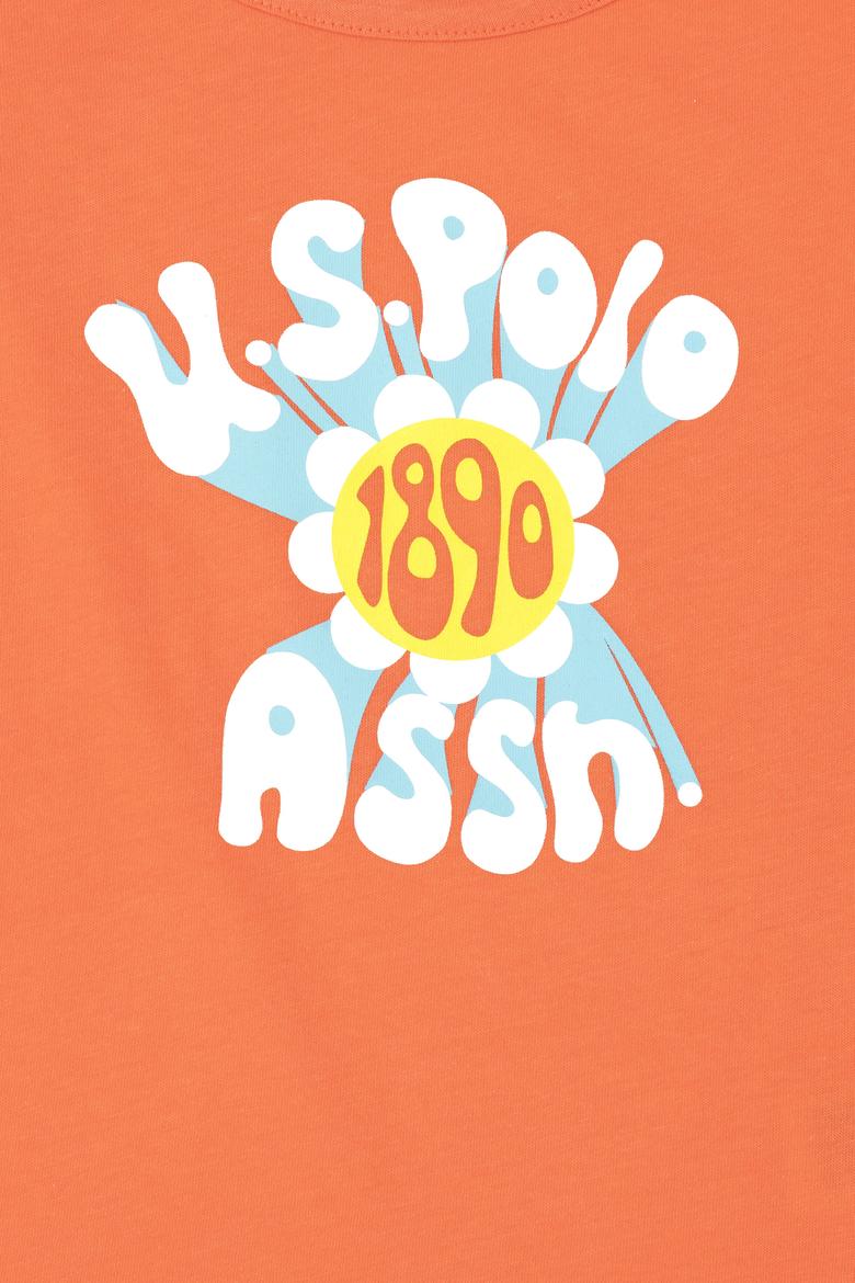 Kız Çocuk Nar Çiçeği Bisiklet Yaka Kolsuz Tişört - 50288410032