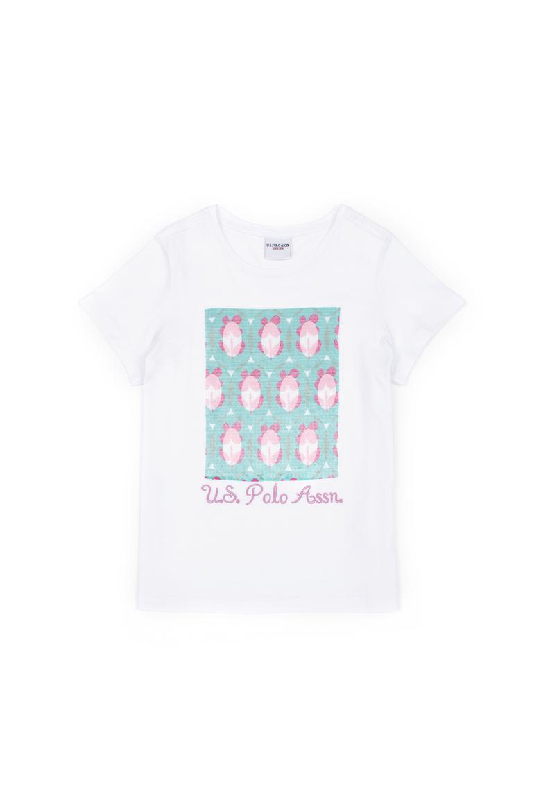 Kız Çocuk Beyaz Bisiklet Yaka Tişört - 50283265008