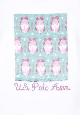 Kız Çocuk Beyaz Bisiklet Yaka Tişört - 50283265008