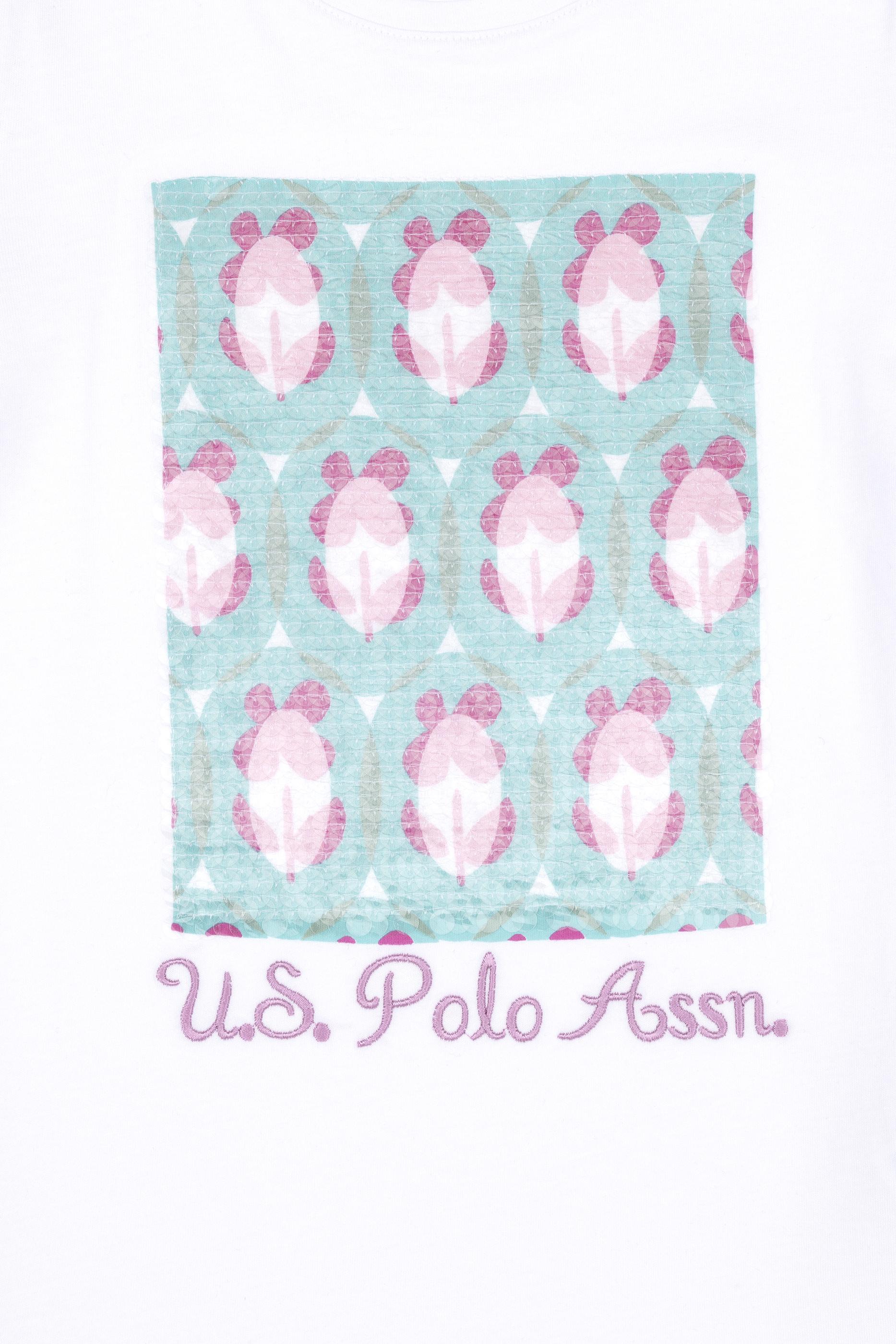 Kız Çocuk Beyaz Bisiklet Yaka Tişört