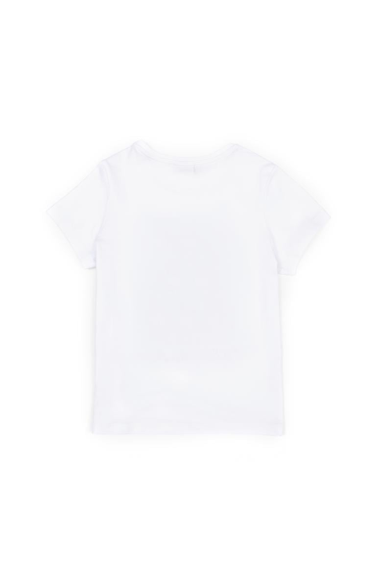 Kız Çocuk Beyaz Bisiklet Yaka Tişört - 50283265008