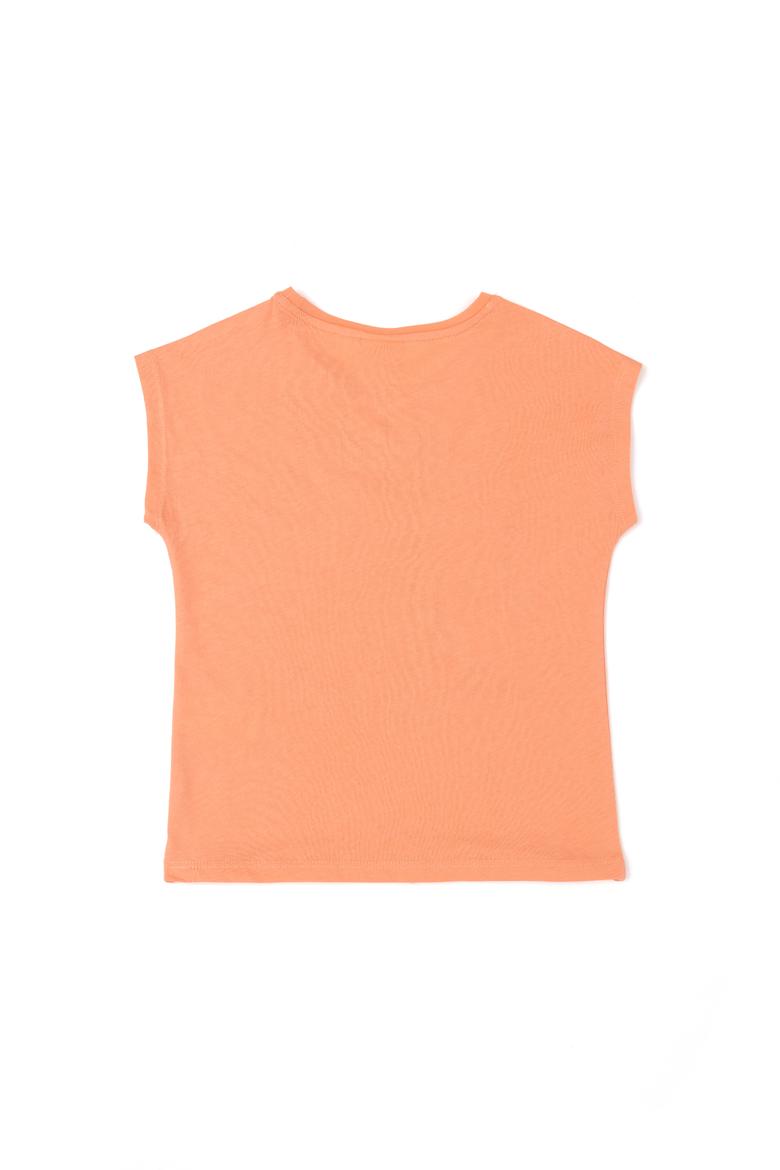 Kız Çocuk Somon Bisiklet Yaka Tişört - 50288450016