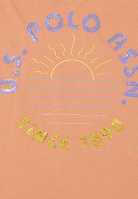 Kız Çocuk Somon Bisiklet Yaka Tişört - 50288450016