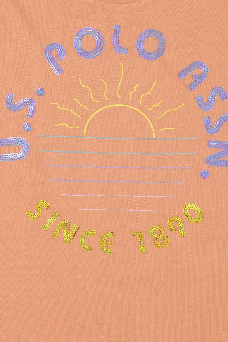 Kız Çocuk Somon Bisiklet Yaka Tişört - 50288450016