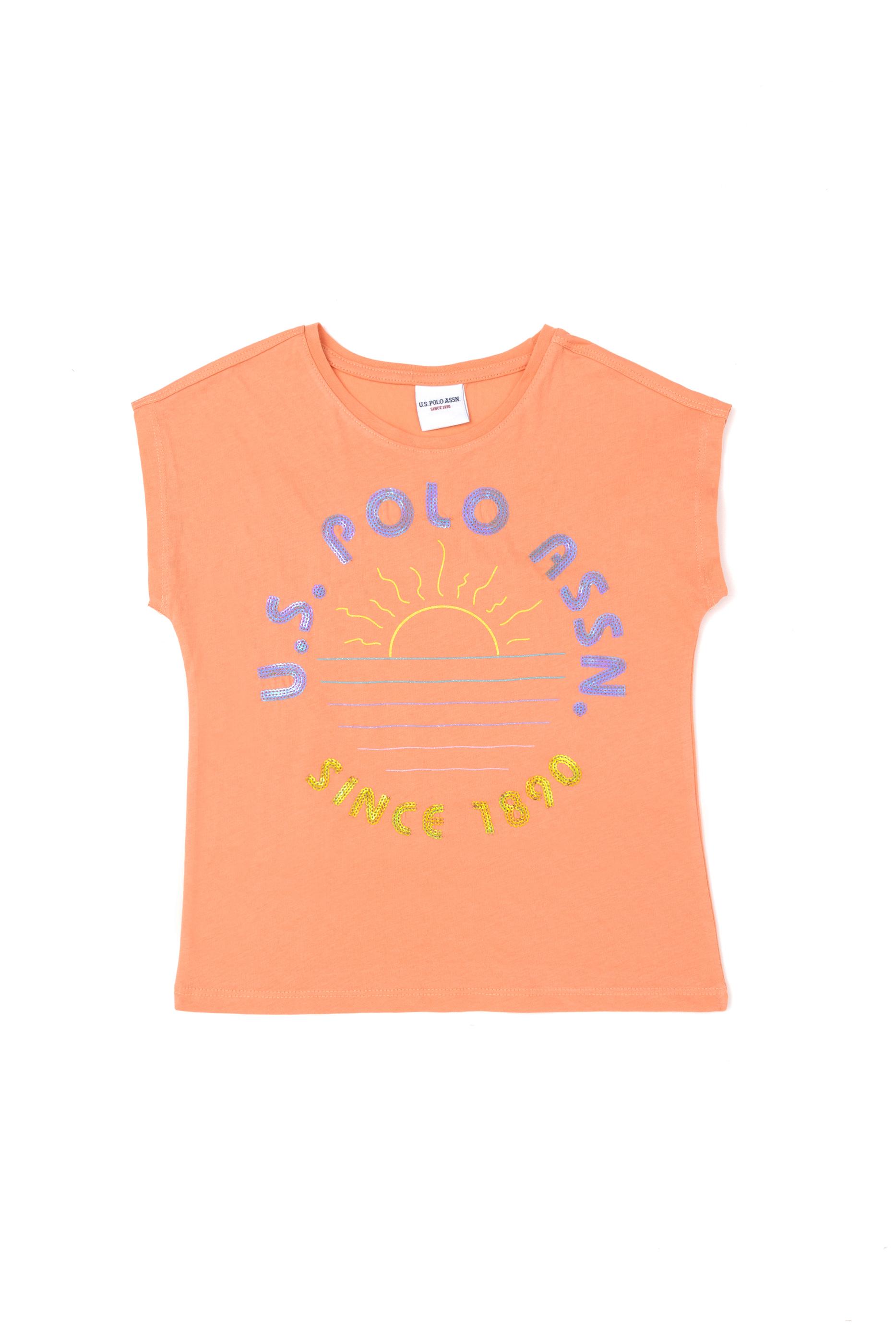 Kız Çocuk Somon Bisiklet Yaka Tişört