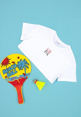 Erkek Çocuk Beyaz Oversize Bisiklet Yaka Tişört - 50289202103