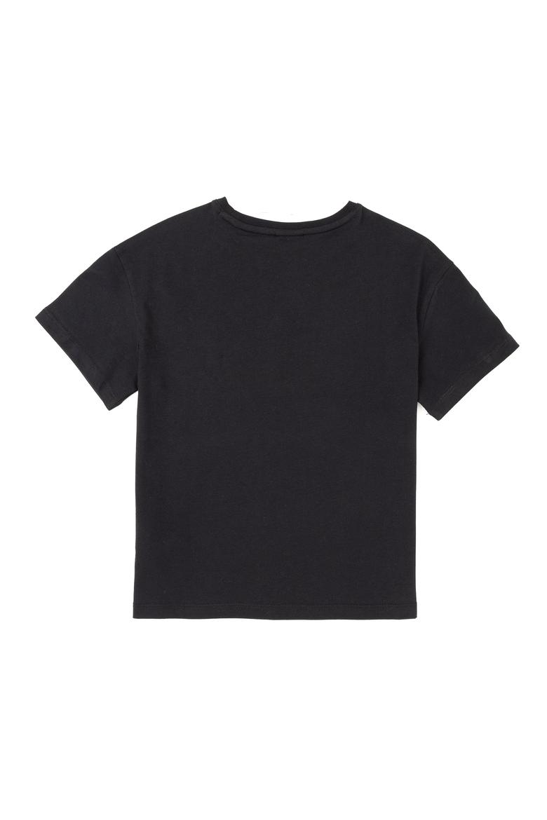 Erkek Çocuk Siyah Oversize Bisiklet Yaka Tişört - 50289202114