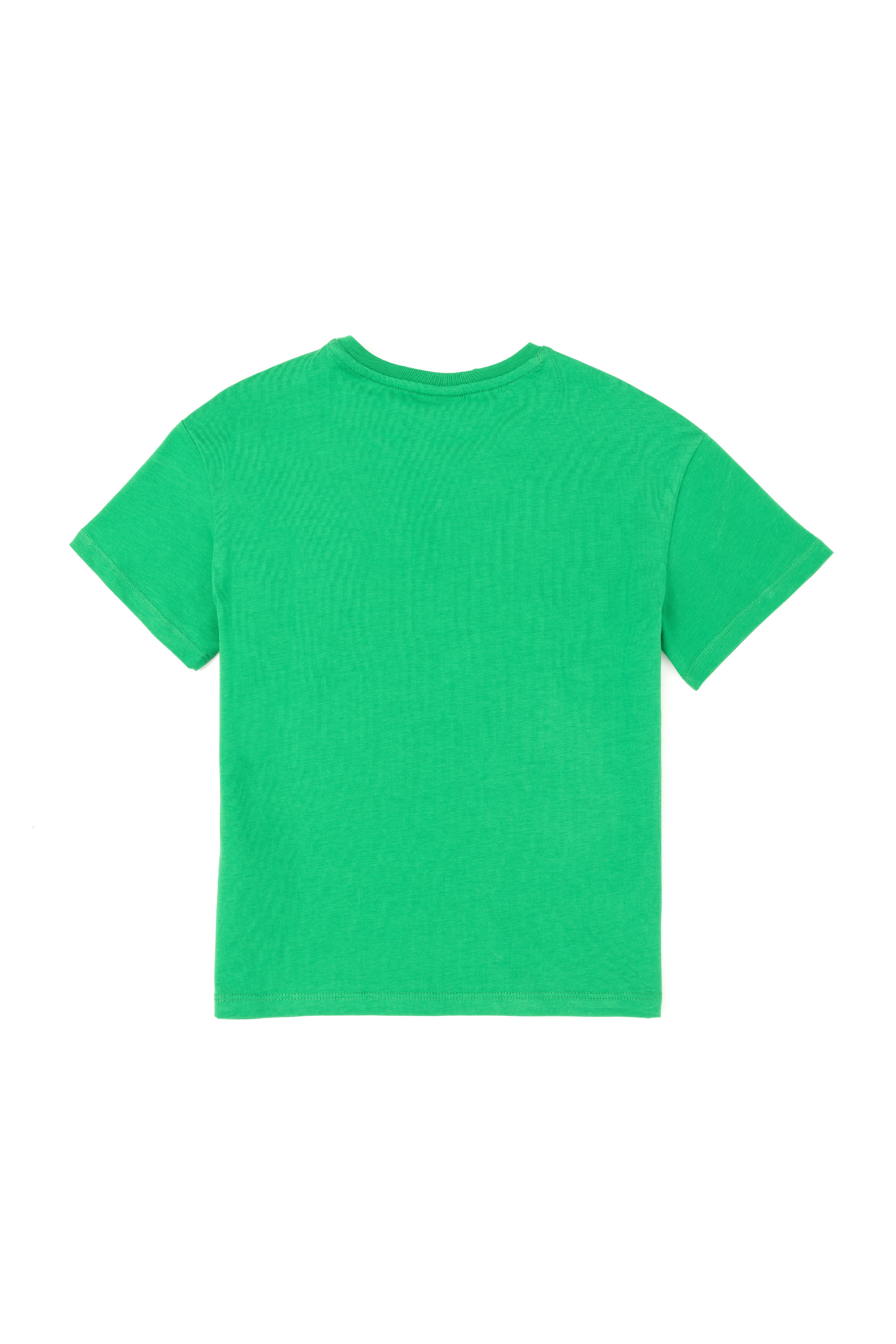 Erkek Çocuk Yeşil Oversize Bisiklet Yaka Tişört - Image 5