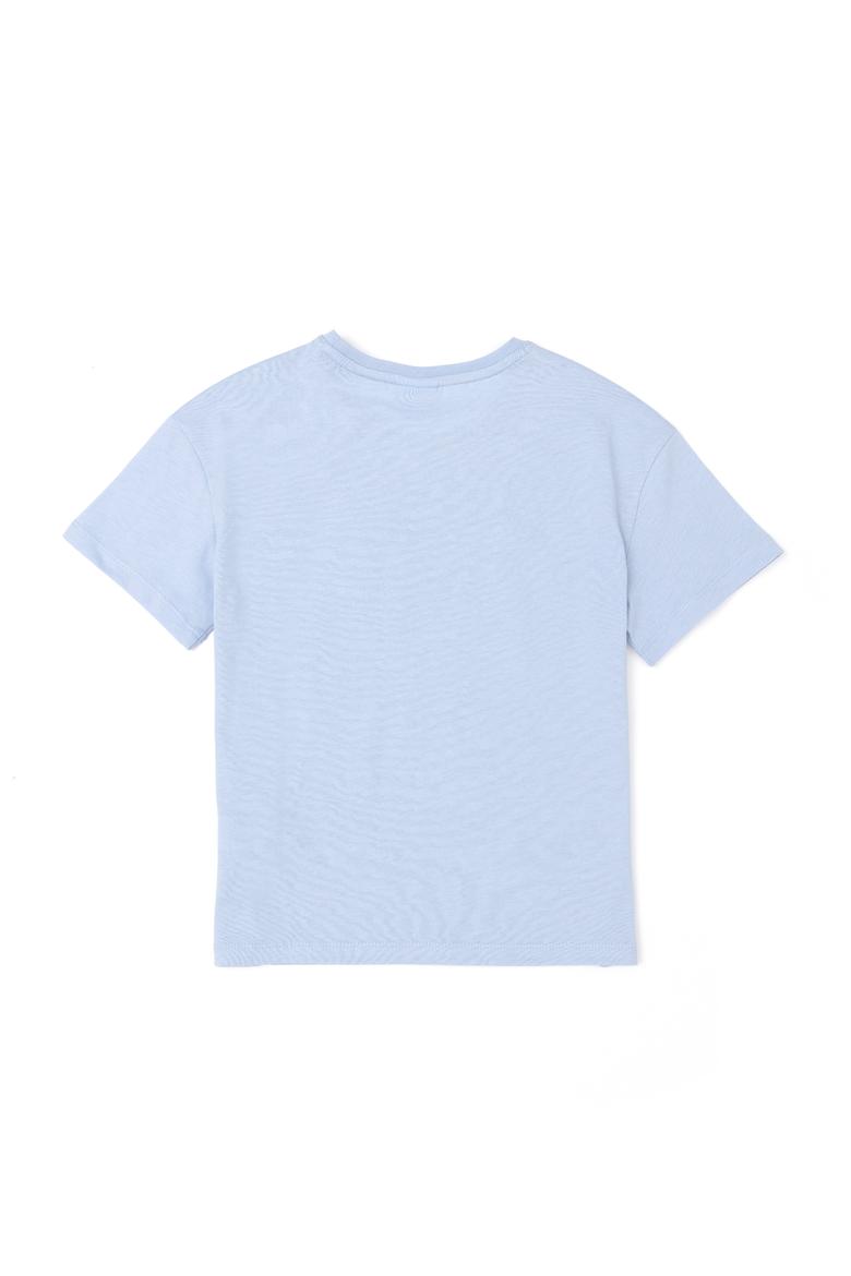 Erkek Çocuk Açık Mavi Oversize Bisiklet Yaka Tişört - 50289202125