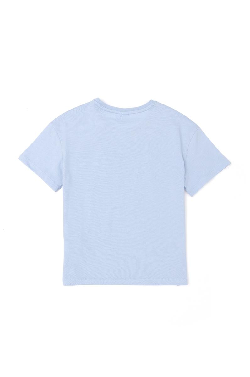 Erkek Çocuk Açık Mavi Oversize Bisiklet Yaka Tişört