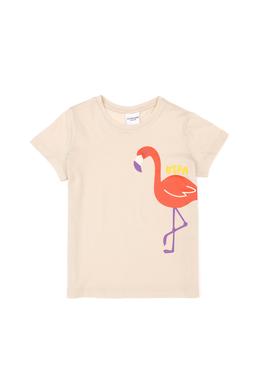 Kız Çocuk Krem Bisiklet Yaka Tişört - 50288445032