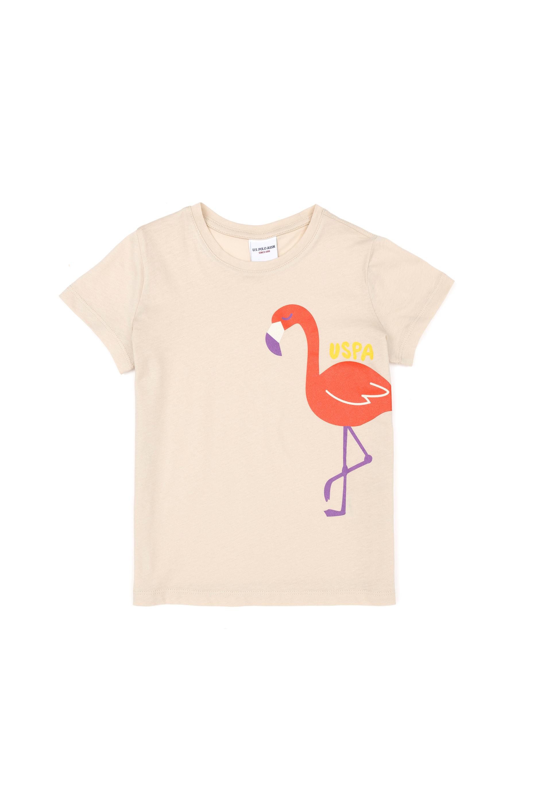 Kız Çocuk Krem Bisiklet Yaka Tişört