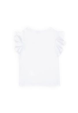 Kız Çocuk Beyaz Bisiklet Yaka Tişört - 50288438001