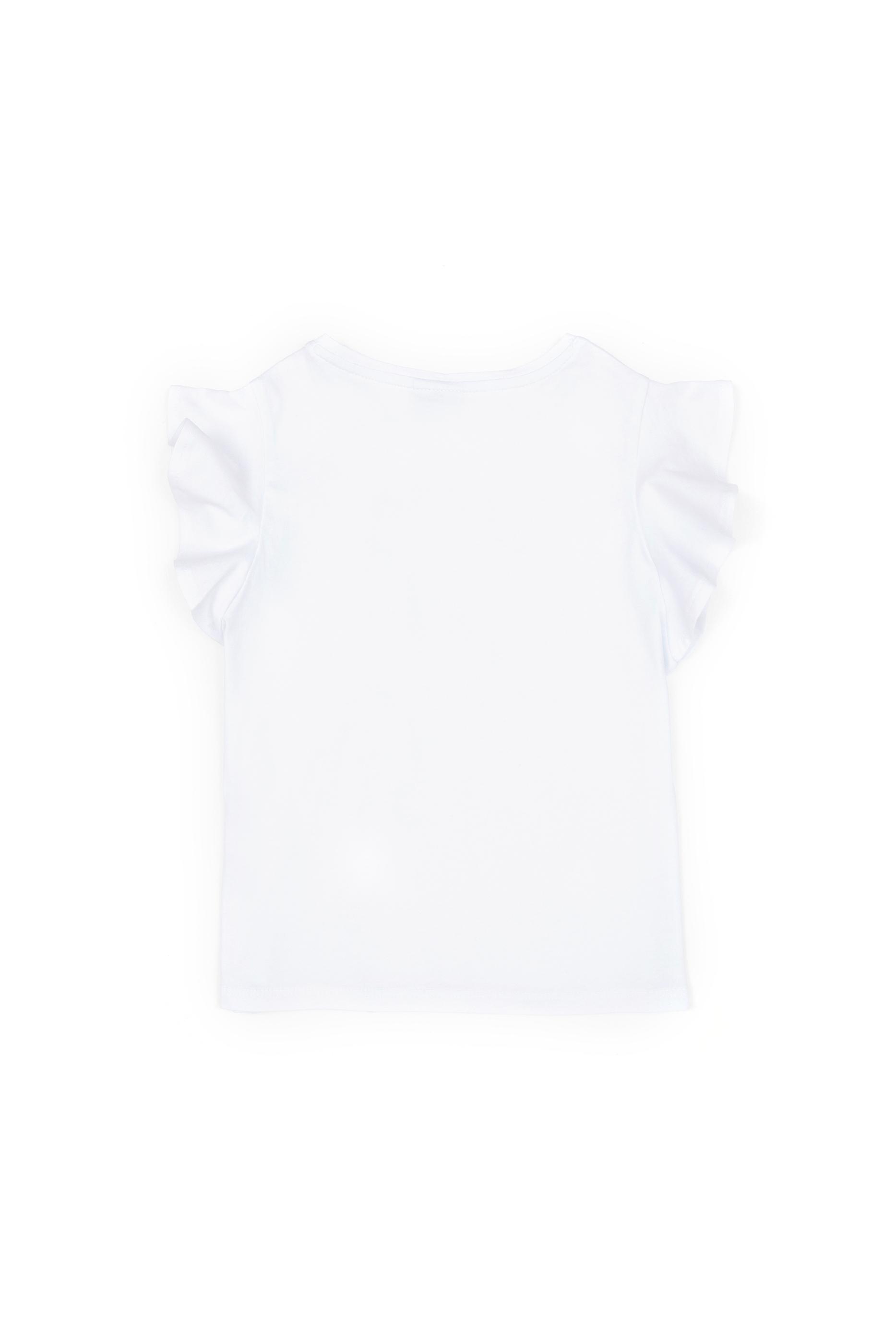 Kız Çocuk Beyaz Bisiklet Yaka Tişört