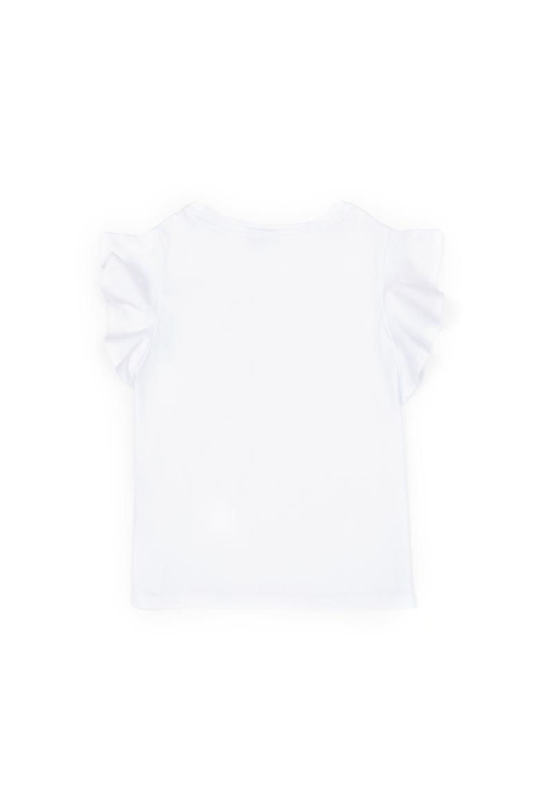 Kız Çocuk Beyaz Bisiklet Yaka Tişört - 50288438001