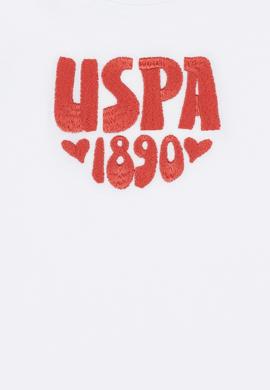 Kız Çocuk Beyaz Bisiklet Yaka Tişört - 50288438001