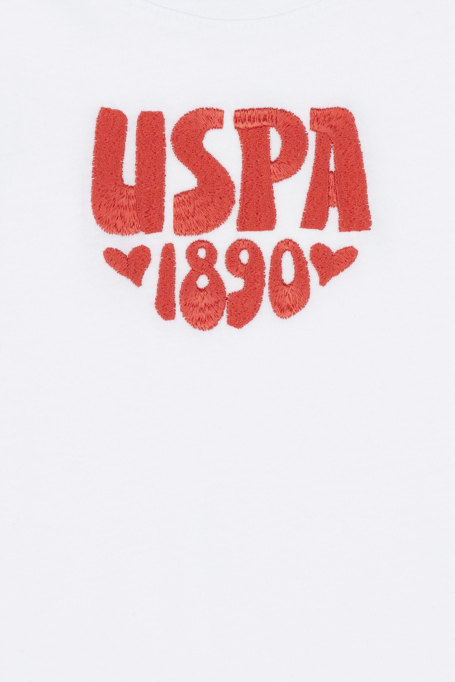 Kız Çocuk Beyaz Bisiklet Yaka Tişört