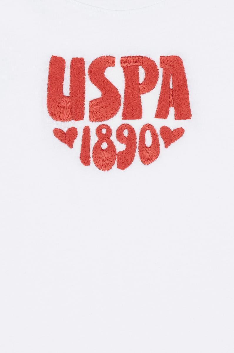 Kız Çocuk Beyaz Bisiklet Yaka Tişört