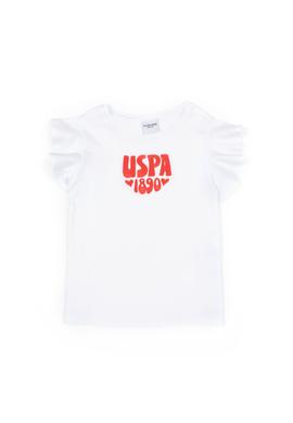 Kız Çocuk Beyaz Bisiklet Yaka Tişört - 50288438001