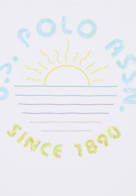 Kız Çocuk Beyaz Bisiklet Yaka Tişört - 50288450005