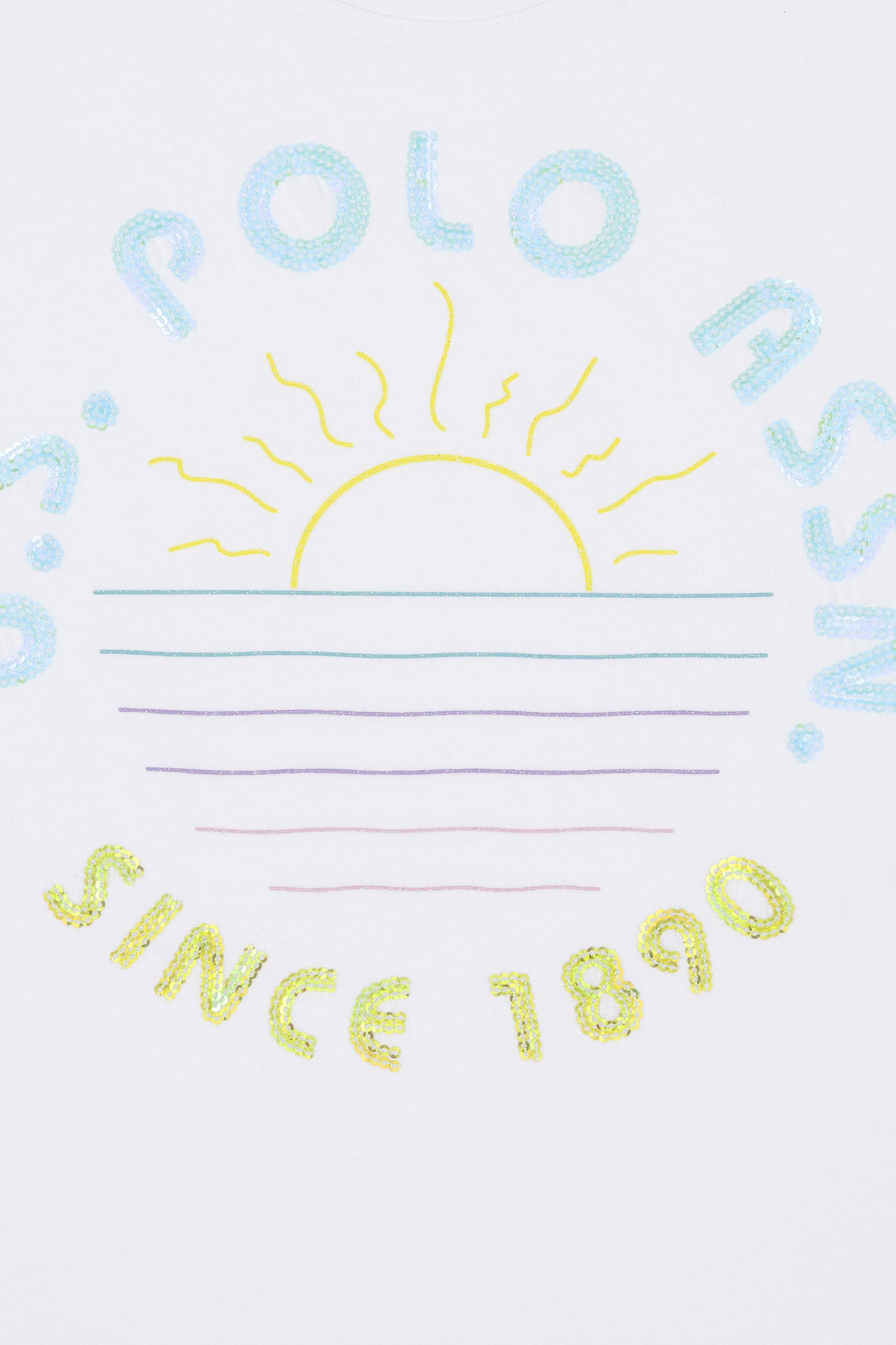 Kız Çocuk Beyaz Bisiklet Yaka Tişört