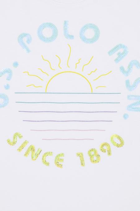 Kız Çocuk Beyaz Bisiklet Yaka Tişört