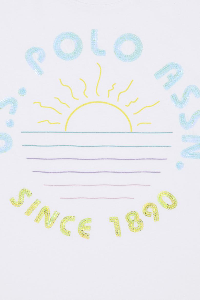 Kız Çocuk Beyaz Bisiklet Yaka Tişört - 50288450005