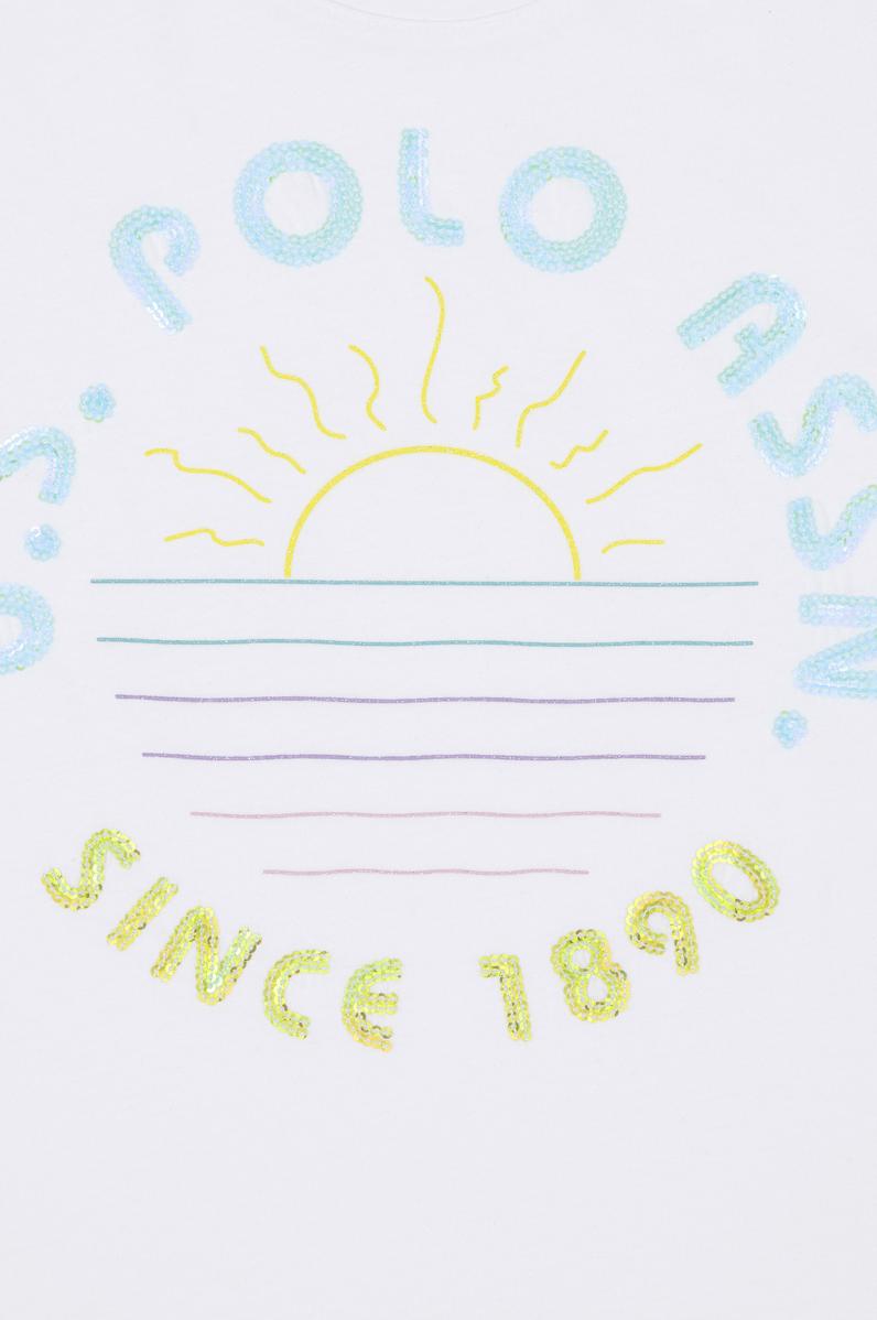 Kız Çocuk Beyaz Bisiklet Yaka Tişört