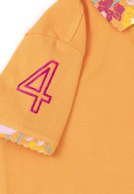 Kız Çocuk Turuncu Polo Yaka Basic Tişört - 50265667133