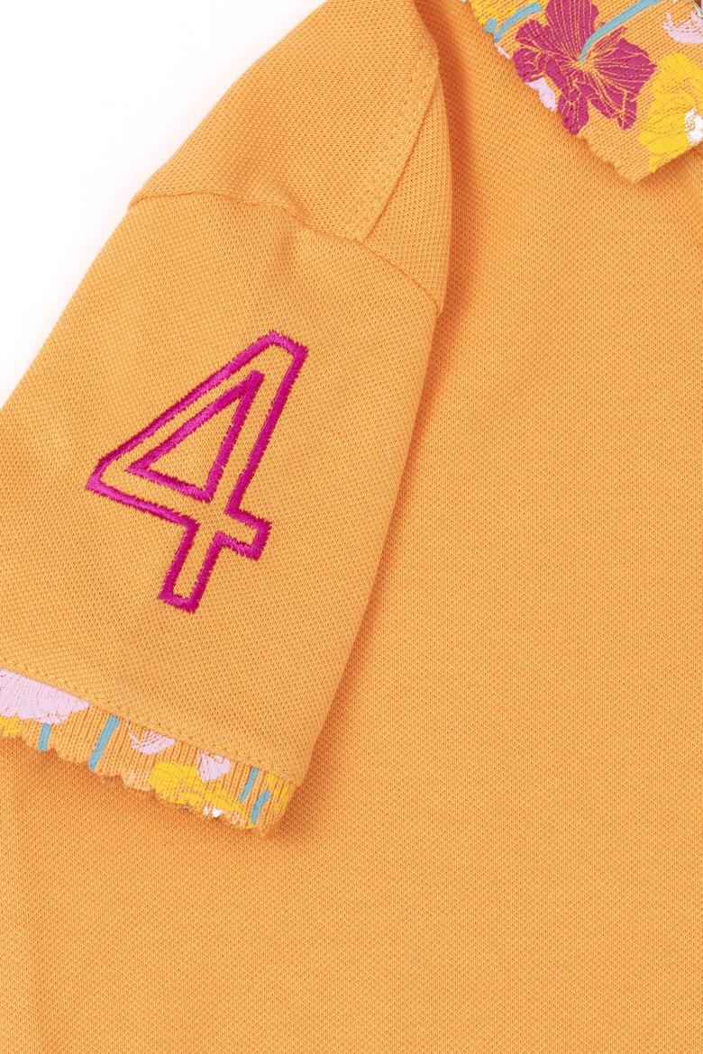 Kız Çocuk Turuncu Polo Yaka Basic Tişört - 50265667133