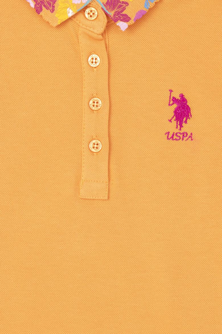 Kız Çocuk Turuncu Polo Yaka Basic Tişört - 50265667133