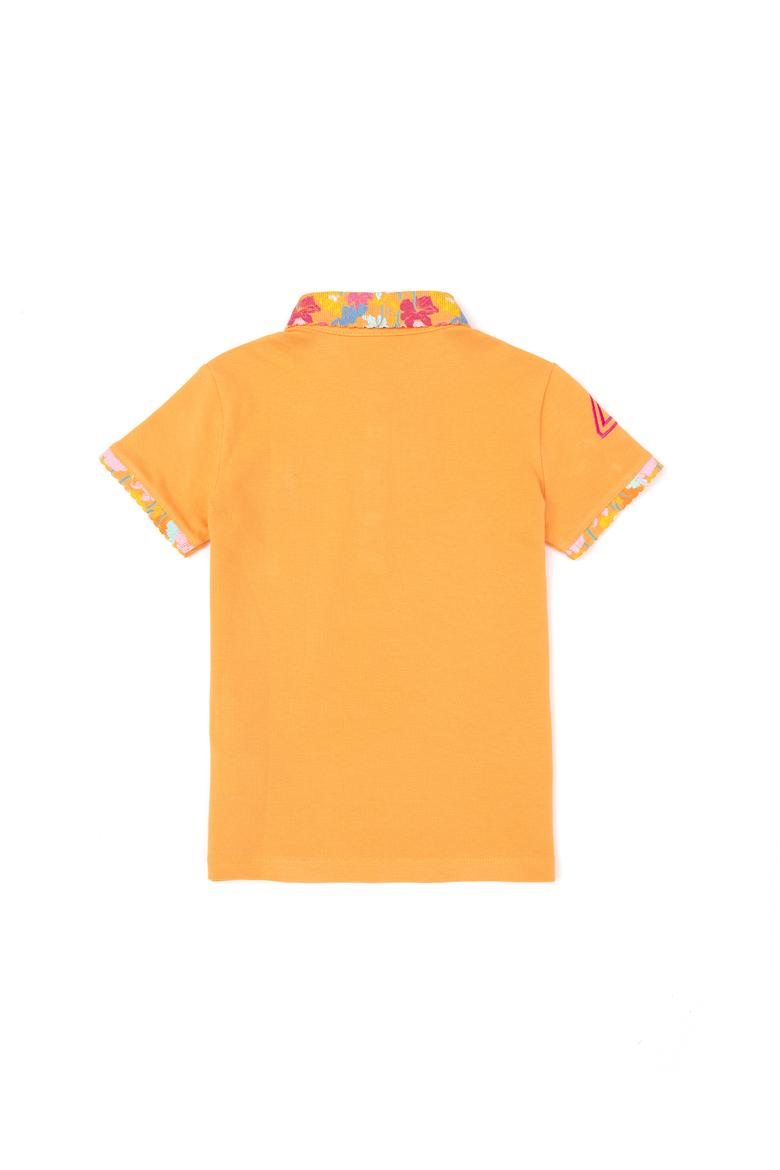 Kız Çocuk Turuncu Polo Yaka Basic Tişört - 50265667133