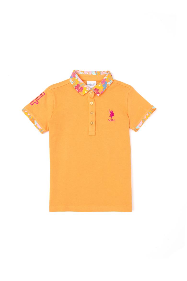 Kız Çocuk Turuncu Polo Yaka Basic Tişört - 50265667133