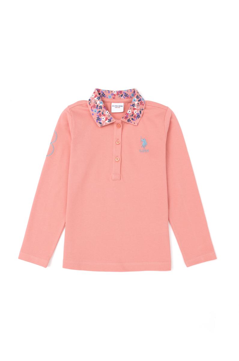 Kız Çocuk Somon Polo Yaka Basic Sweatshirt