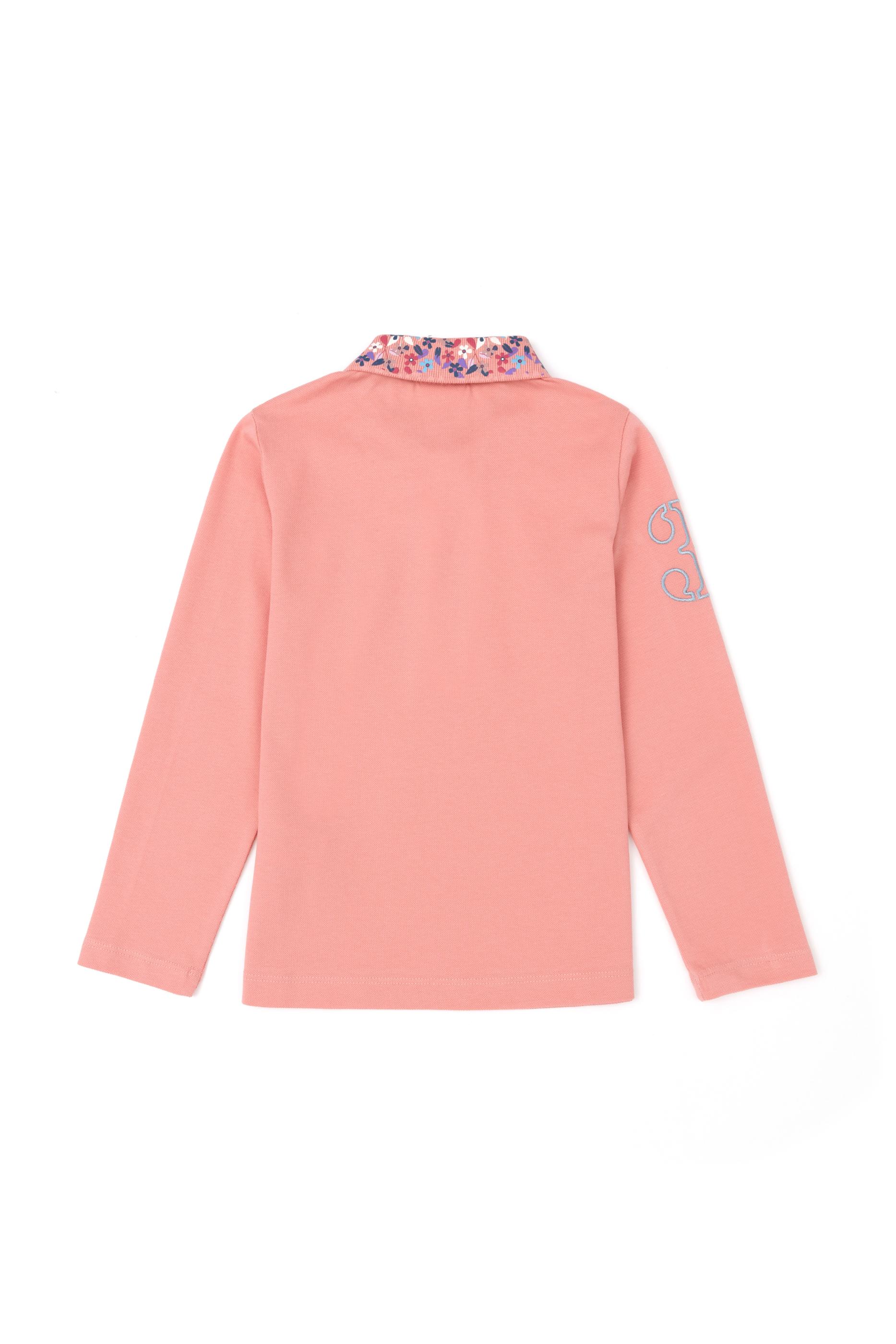 Kız Çocuk Somon Polo Yaka Basic Sweatshirt