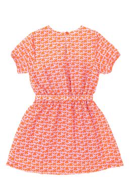 Kız Çocuk Nar Çiçeği Kısa Kollu Dokuma Elbise - 50282962023