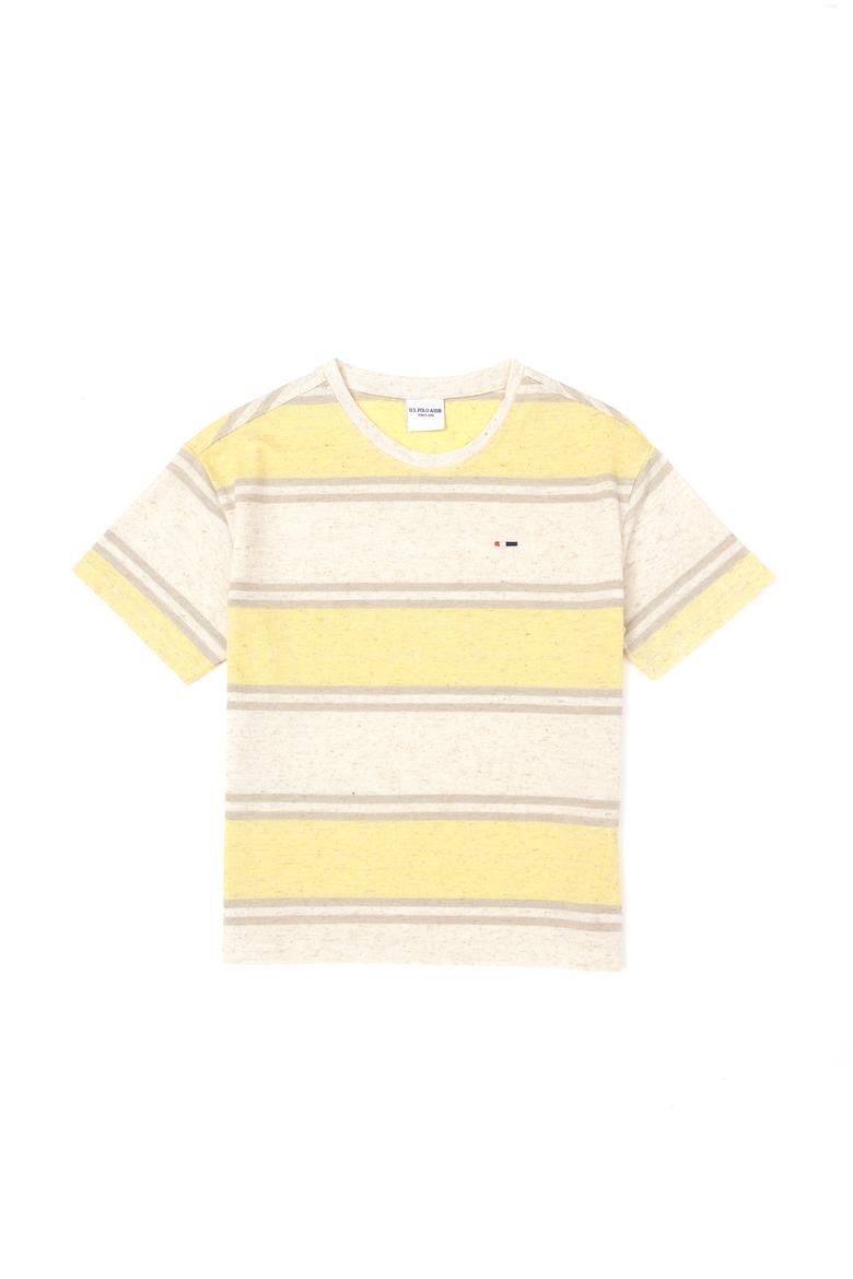 Erkek Çocuk Safran Oversize Bisiklet Yaka Tişört - 50282107044