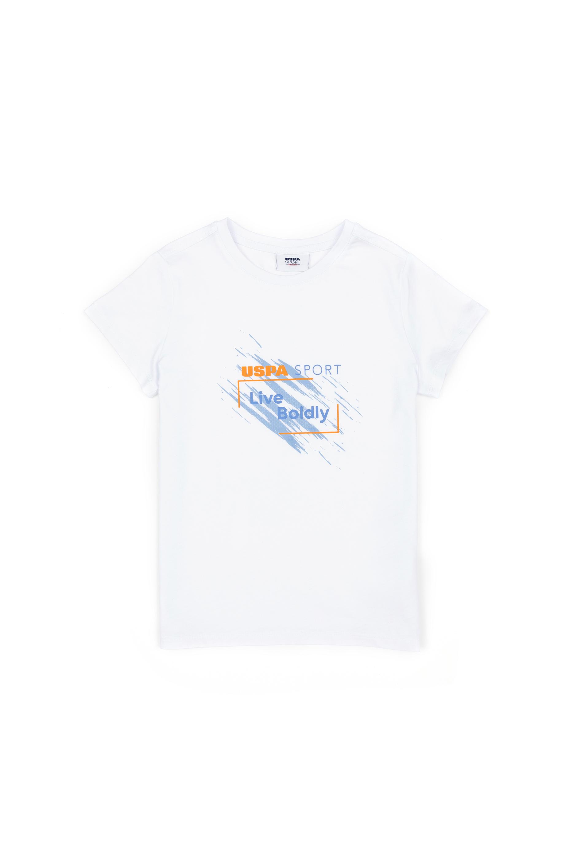 Erkek Çocuk Beyaz Bisiklet Yaka Tişört