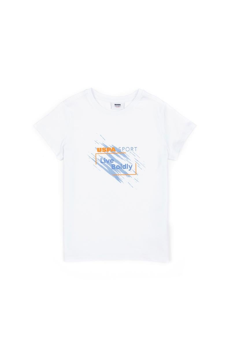 Erkek Çocuk Beyaz Bisiklet Yaka Tişört