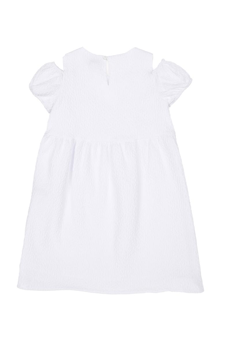 Kız Çocuk Beyaz Kolsuz Dokuma Elbise - 50282955007