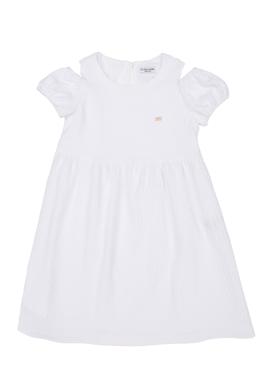 Kız Çocuk Beyaz Kolsuz Dokuma Elbise - 50282955007